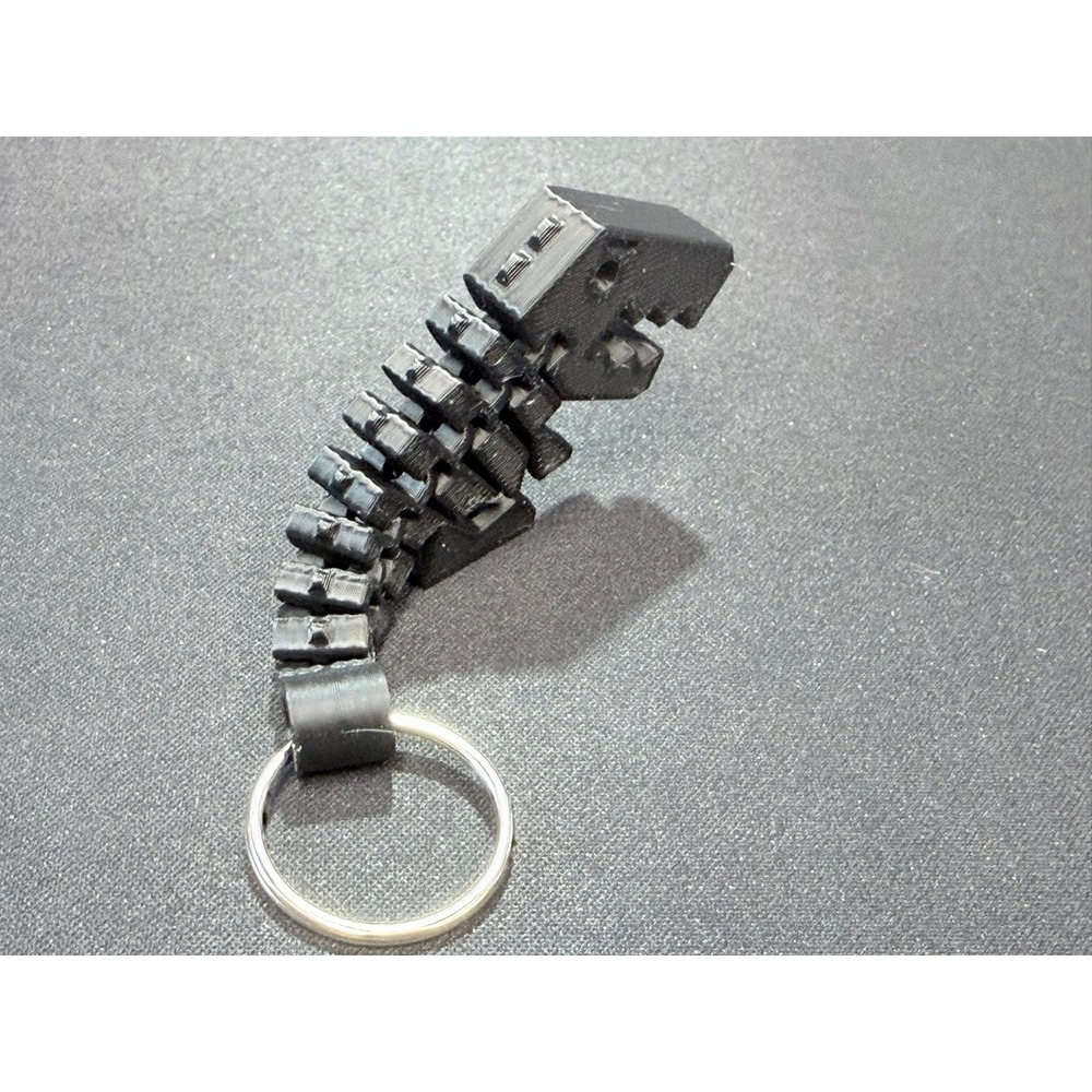 3D Printed Articulated T-Rex Keychain Black Flexible Dinosaur Toy - Picture 4 of 4